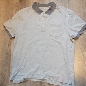 J. Crew Stretch Pique Gray Striped Collar Polo